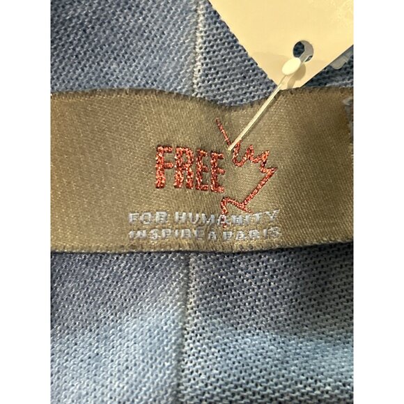 Free For Humanity Women's Top Metallic Trim Long Sleeve V-Neck Blue - Picture 4 of 8